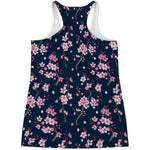 Pink Sakura Cherry Blossom Pattern Print Women's Racerback Tank Top