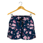 Pink Sakura Cherry Blossom Pattern Print Women's Shorts
