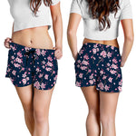 Pink Sakura Cherry Blossom Pattern Print Women's Shorts