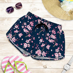 Pink Sakura Cherry Blossom Pattern Print Women's Shorts