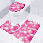 Pink Shibori Tie Dye Print 3 Piece Bath Mat Set
