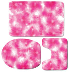 Pink Shibori Tie Dye Print 3 Piece Bath Mat Set
