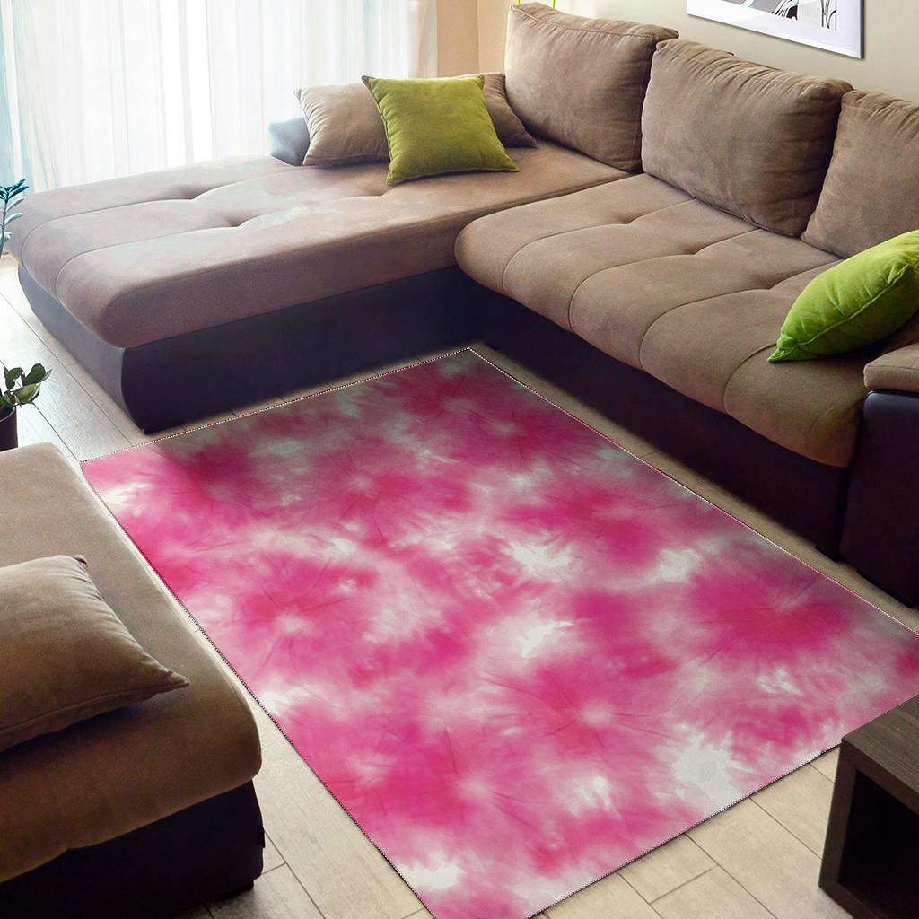 Pink Shibori Tie Dye Print Area Rug