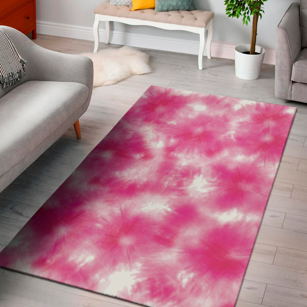 Pink Shibori Tie Dye Print Area Rug