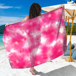 Pink Shibori Tie Dye Print Beach Sarong Wrap