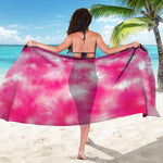 Pink Shibori Tie Dye Print Beach Sarong Wrap