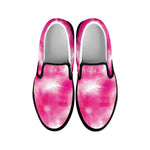 Pink Shibori Tie Dye Print Black Slip On Shoes