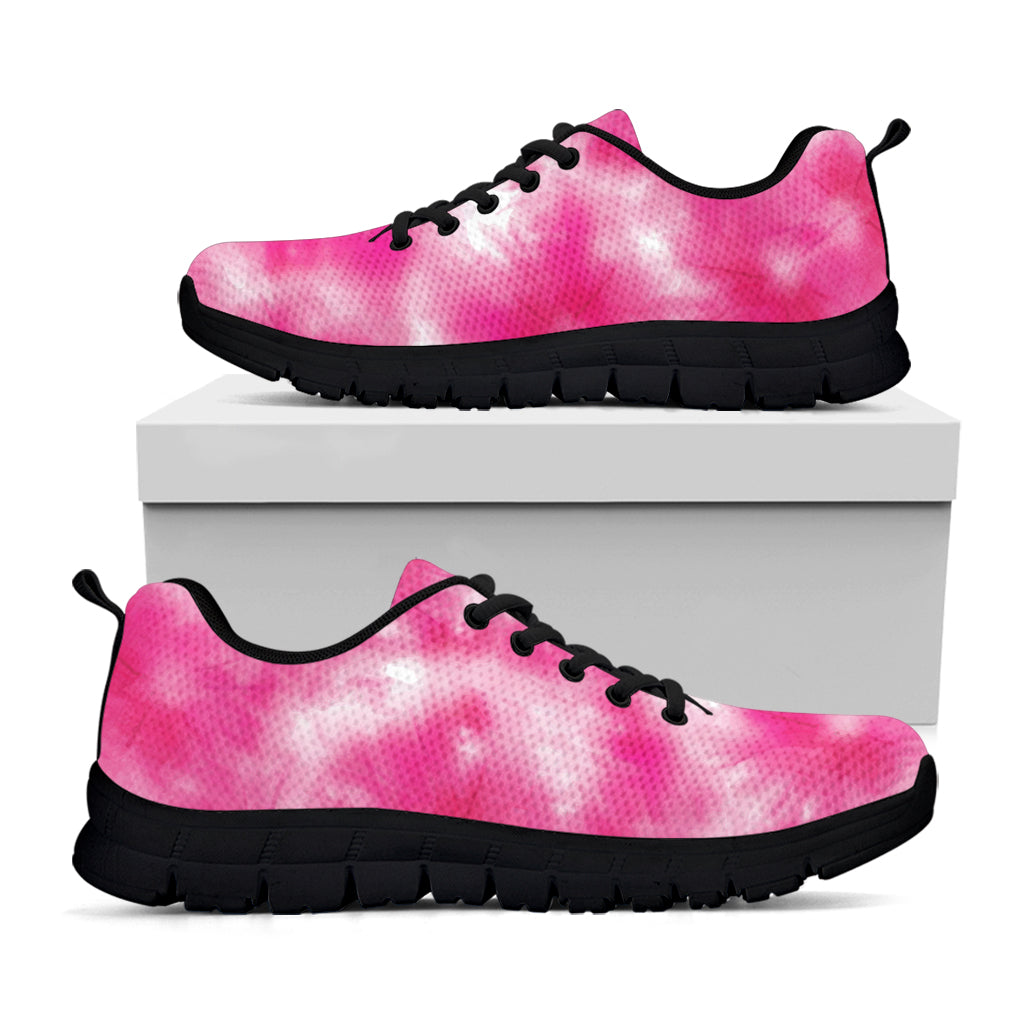 Pink Shibori Tie Dye Print Black Sneakers