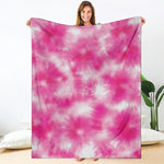 Pink Shibori Tie Dye Print Blanket