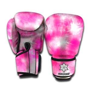 Pink Shibori Tie Dye Print Boxing Gloves