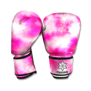 Pink Shibori Tie Dye Print Boxing Gloves