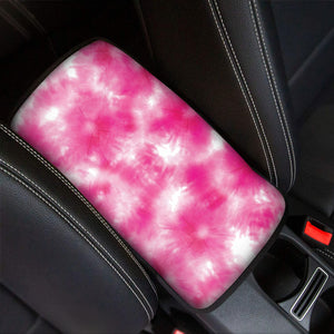 Pink Shibori Tie Dye Print Car Center Console Cover