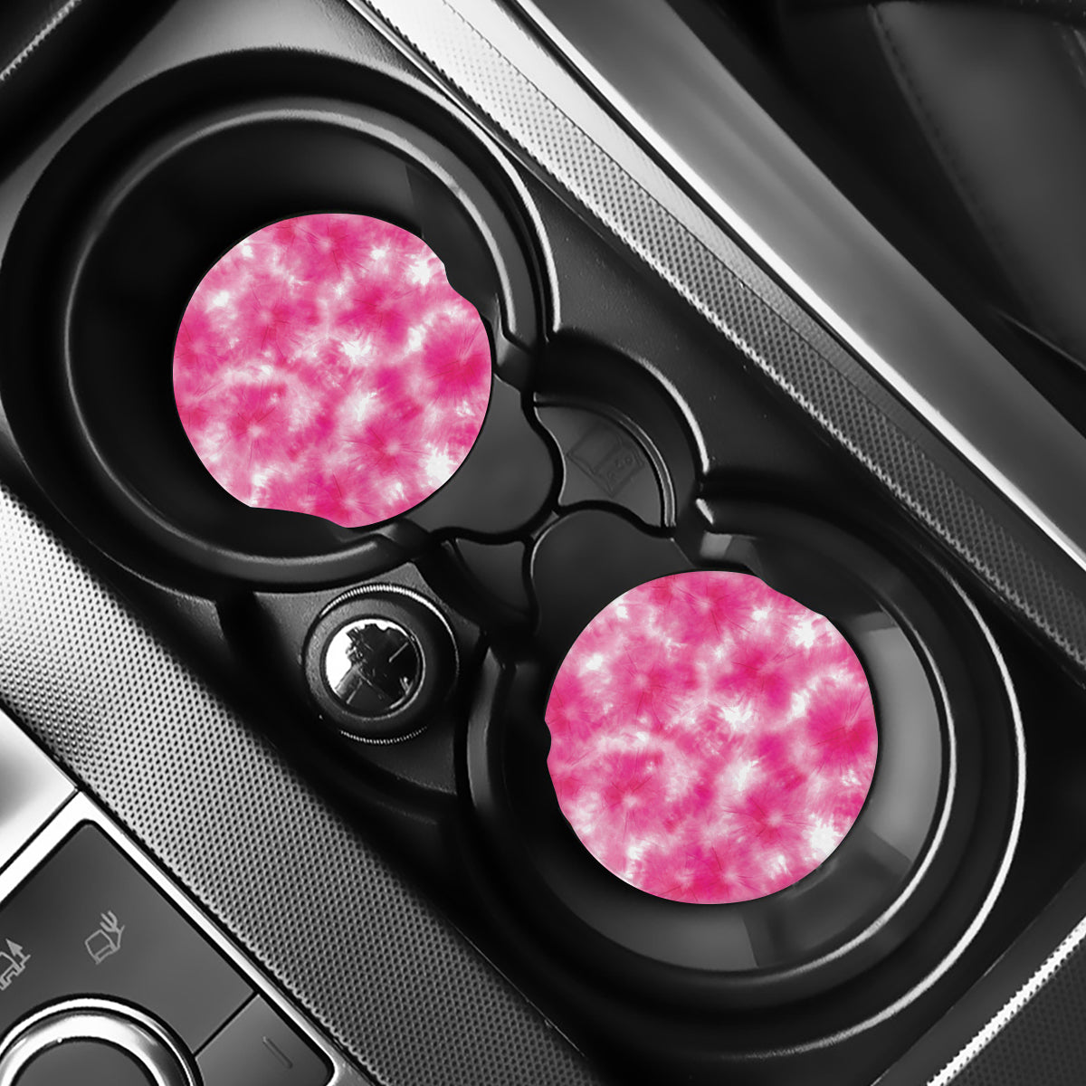 Pink Shibori Tie Dye Print Car Coasters