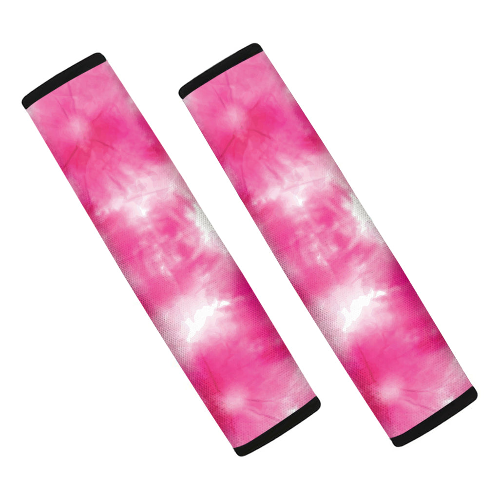 Pink Shibori Tie Dye Print Car Seat Belt Covers