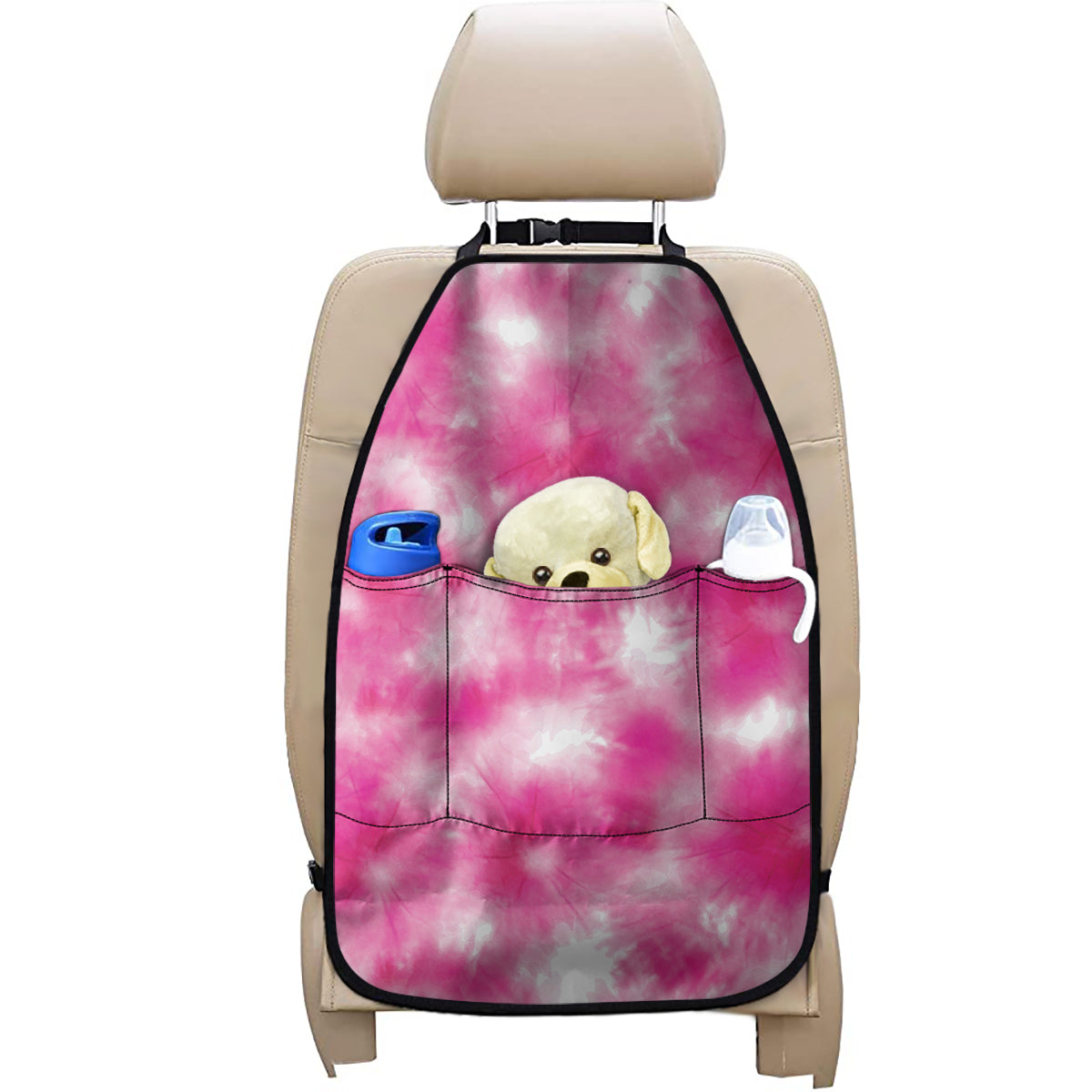 Pink Shibori Tie Dye Print Car Seat Organizers