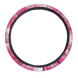 Pink Shibori Tie Dye Print Car Steering Wheel Cover