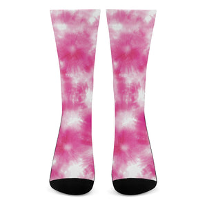 Pink Shibori Tie Dye Print Crew Socks