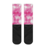 Pink Shibori Tie Dye Print Crew Socks