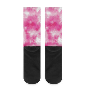 Pink Shibori Tie Dye Print Crew Socks