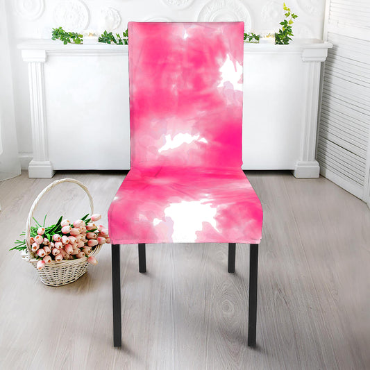 Pink Shibori Tie Dye Print Dining Chair Slipcover