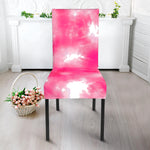 Pink Shibori Tie Dye Print Dining Chair Slipcover
