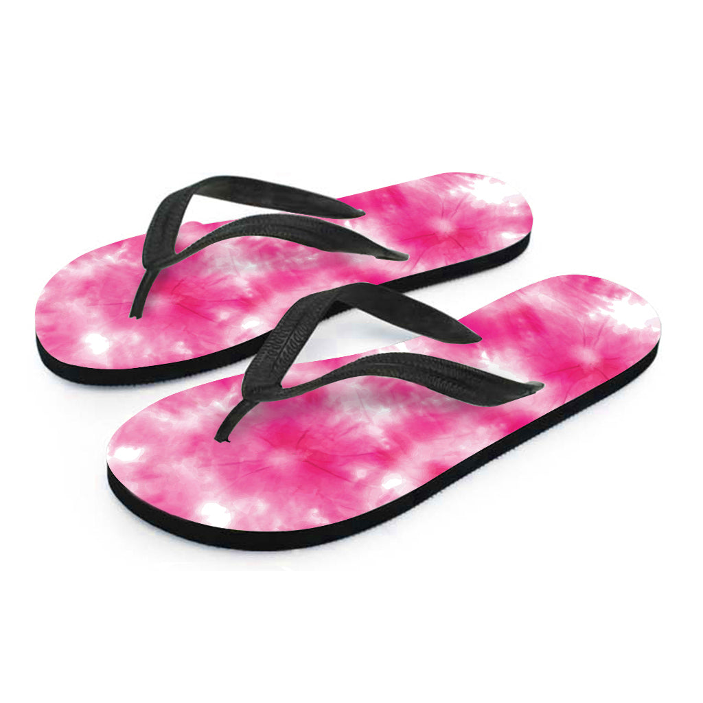 Pink Shibori Tie Dye Print Flip Flops