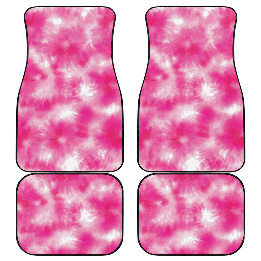 Pink Shibori Tie Dye Print Front and Back Car Floor Mats