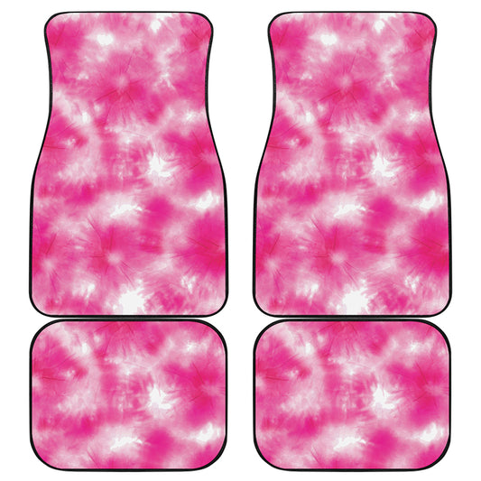 Pink Shibori Tie Dye Print Front and Back Car Floor Mats
