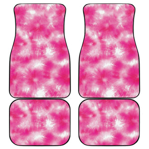 Pink Shibori Tie Dye Print Front and Back Car Floor Mats