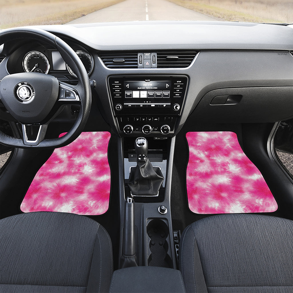 Pink Shibori Tie Dye Print Front and Back Car Floor Mats