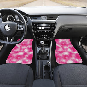 Pink Shibori Tie Dye Print Front and Back Car Floor Mats