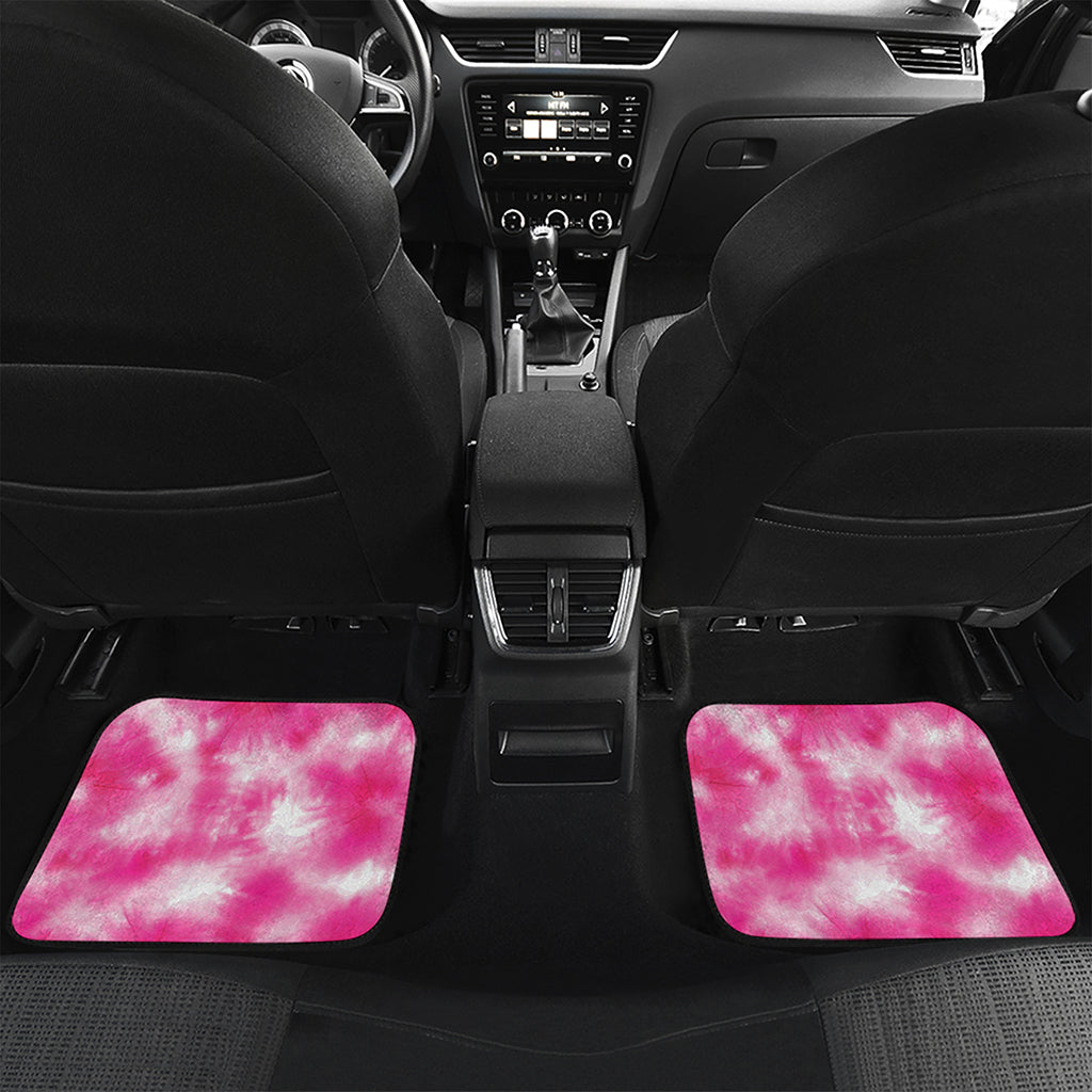 Pink Shibori Tie Dye Print Front and Back Car Floor Mats