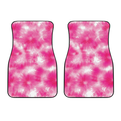 Pink Shibori Tie Dye Print Front Car Floor Mats