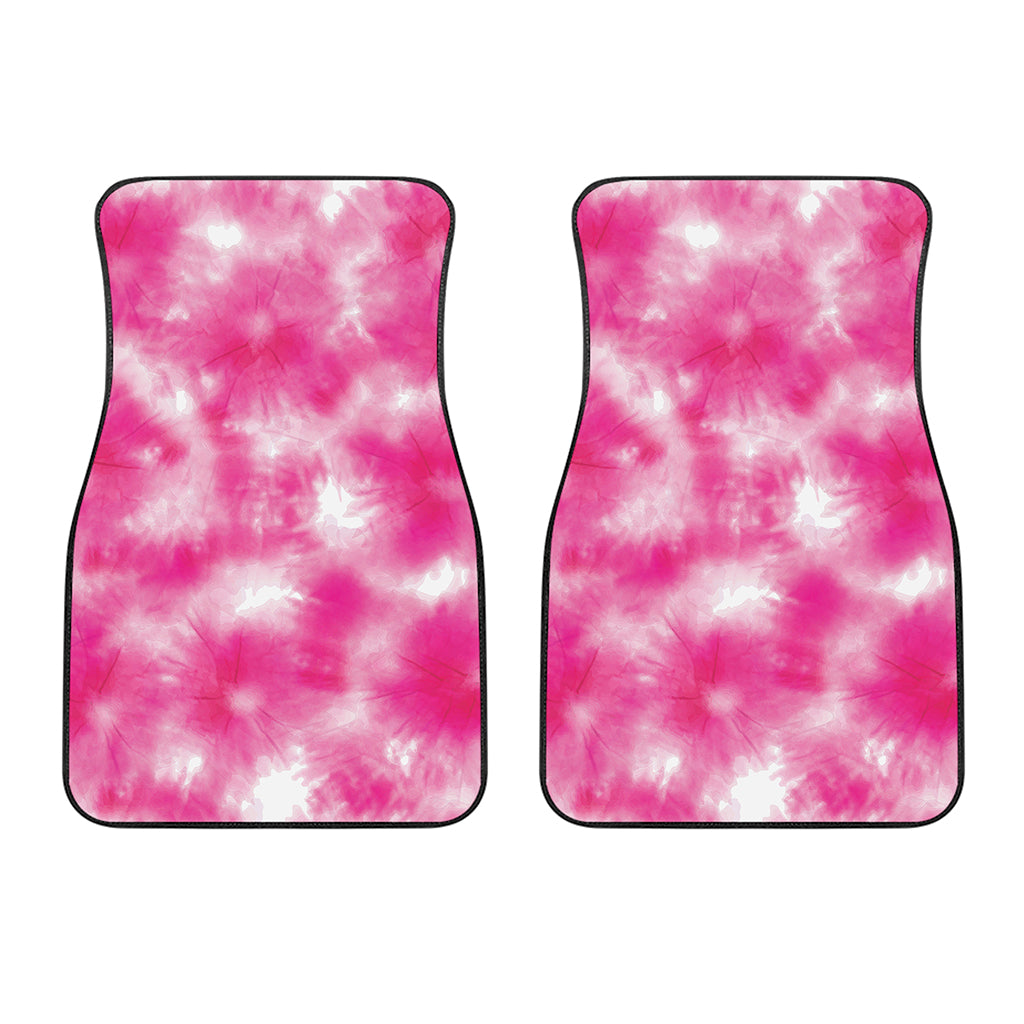 Pink Shibori Tie Dye Print Front Car Floor Mats