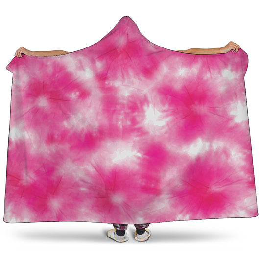 Pink Shibori Tie Dye Print Hooded Blanket
