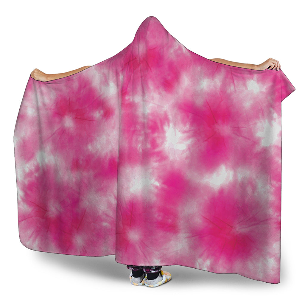Pink Shibori Tie Dye Print Hooded Blanket