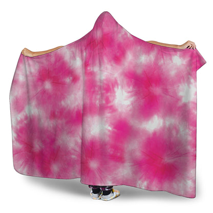 Pink Shibori Tie Dye Print Hooded Blanket
