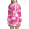 Pink Shibori Tie Dye Print Hoodie Dress