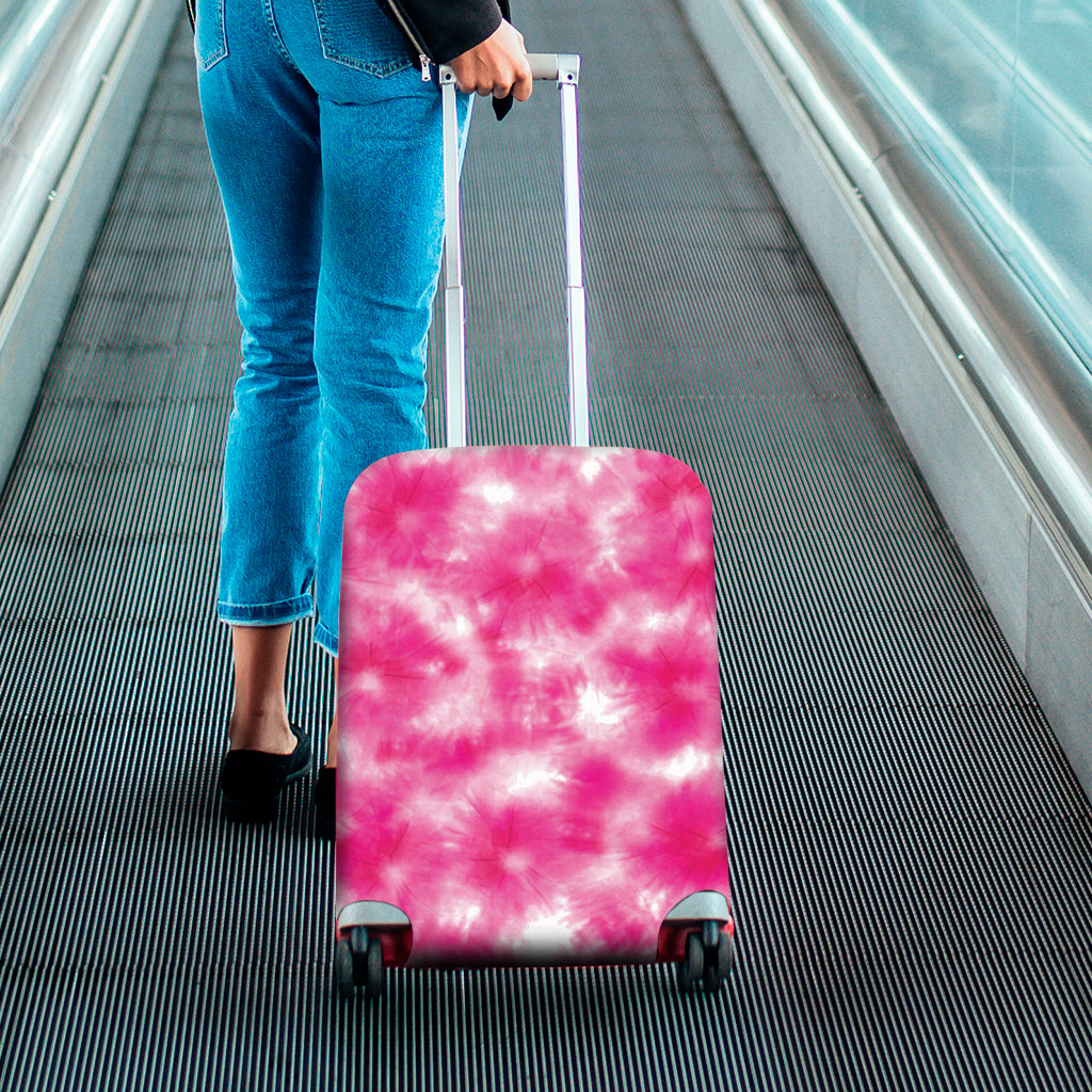 Pink Shibori Tie Dye Print Luggage Cover