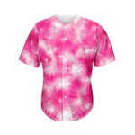 Pink Shibori Tie Dye Print Men's Baseball Jersey