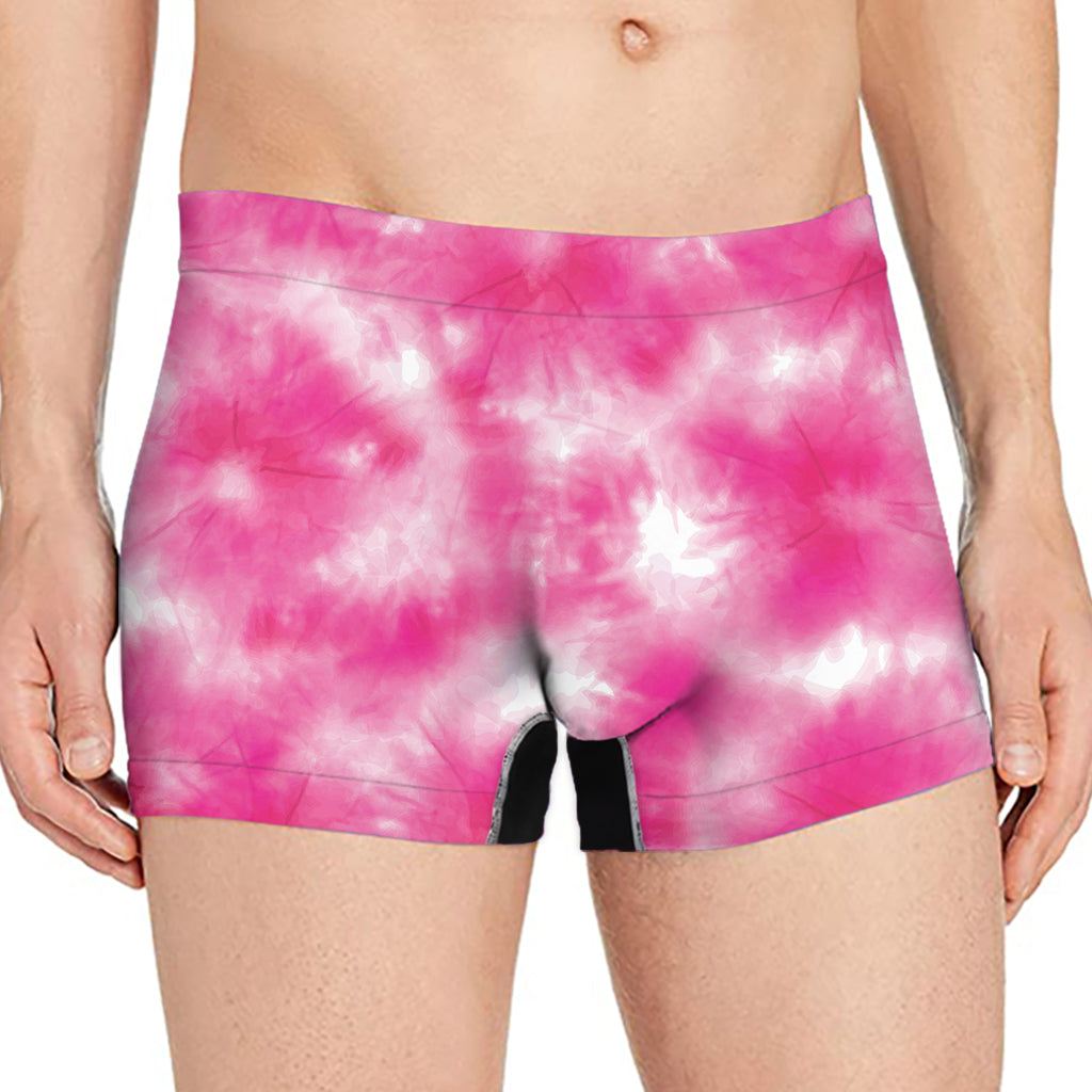 Pink Shibori Tie Dye Print Men's Boxer Briefs