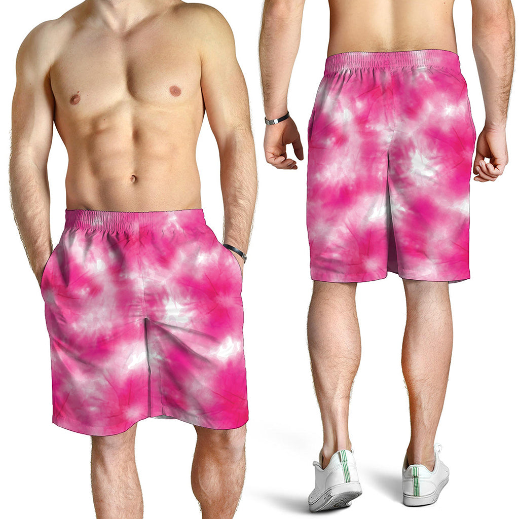 Pink Shibori Tie Dye Print Men's Shorts