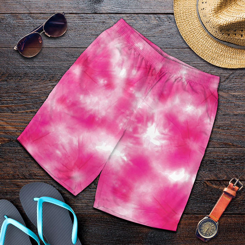 Pink Shibori Tie Dye Print Men's Shorts