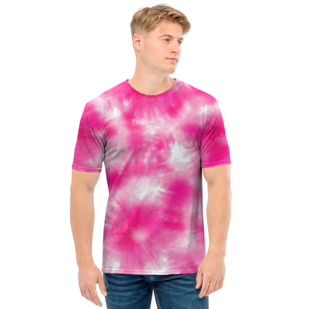 Pink Shibori Tie Dye Print Men's T-Shirt