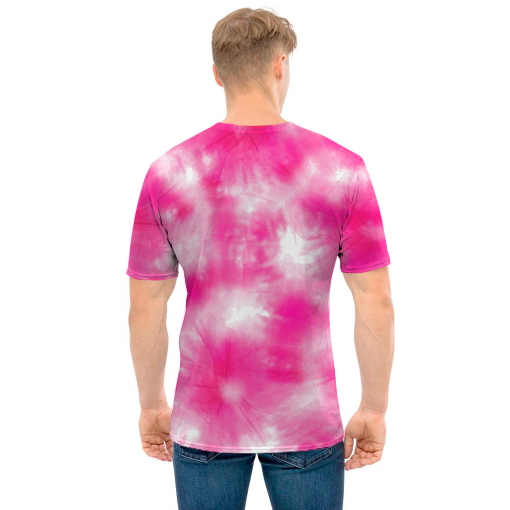 Pink Shibori Tie Dye Print Men's T-Shirt