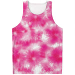 Pink Shibori Tie Dye Print Men's Tank Top