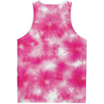 Pink Shibori Tie Dye Print Men's Tank Top