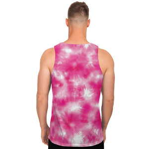 Pink Shibori Tie Dye Print Men's Tank Top