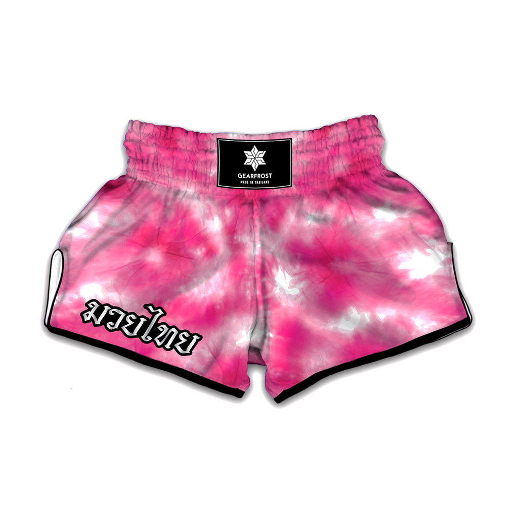 Pink Shibori Tie Dye Print Muay Thai Boxing Shorts