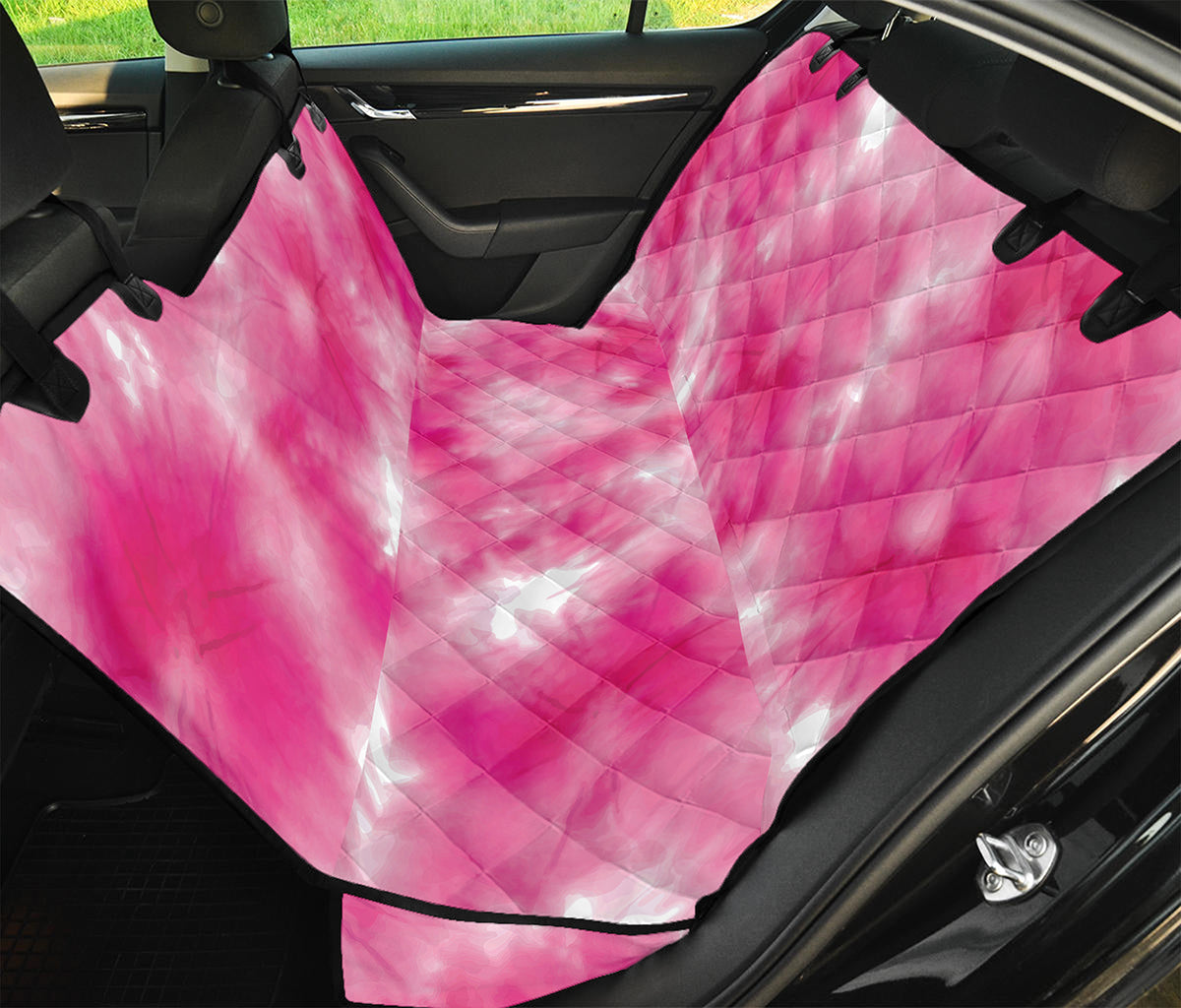 Pink Shibori Tie Dye Print Pet Car Back Seat Cover